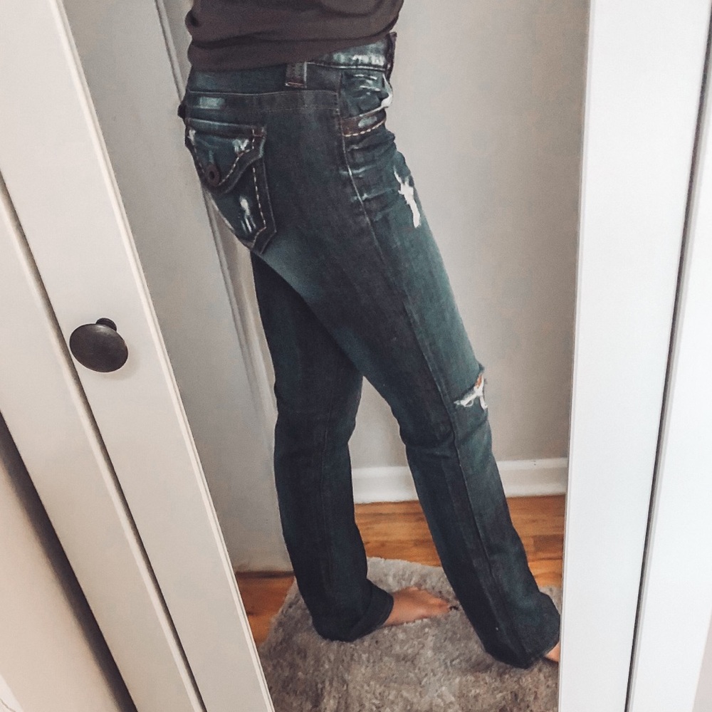 Guess Dark Wash Distressed Jeans - Picture 3 of 8